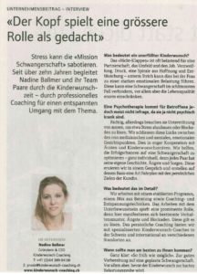 Kinderwunsch Sonntagszeitung Nadine Ballmer